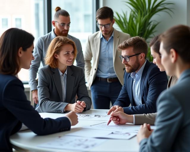Ein diverses Team von Beratern bei einer strategischen Besprechung.